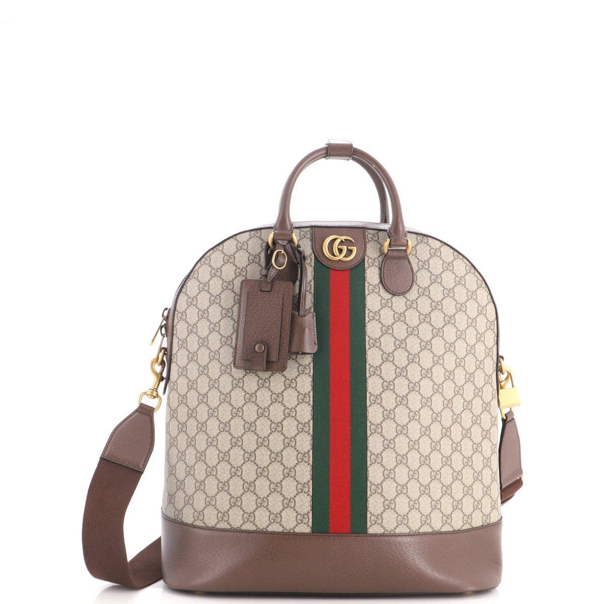 Savoy Web Bowling Tote GG Coated Canvas and Leather Small