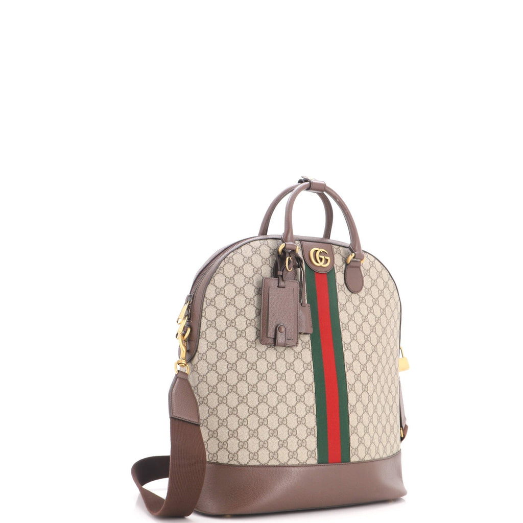 Savoy Web Bowling Tote GG Coated Canvas and Leather Small