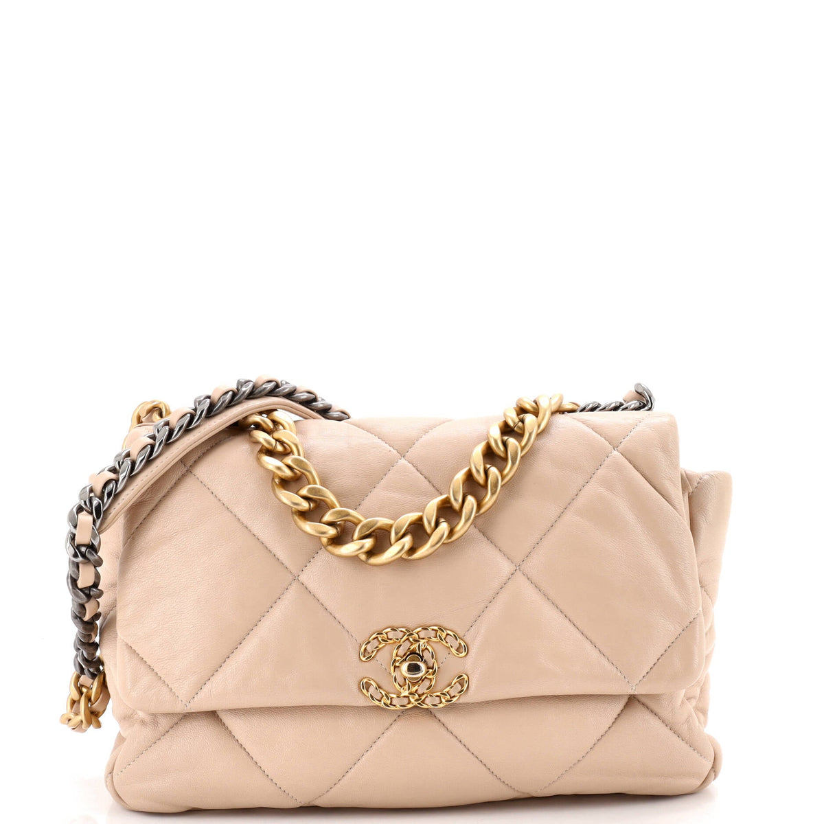 19 Flap Bag Quilted Leather Large