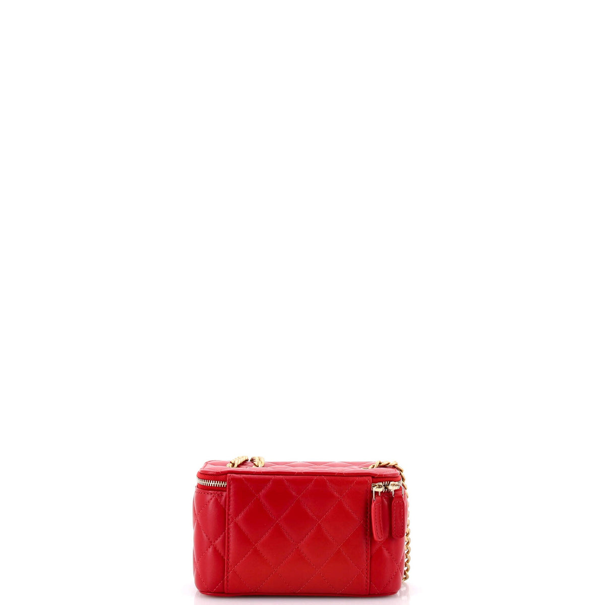 All Slide Long Vanity Case with Chain Quilted Lambskin Small