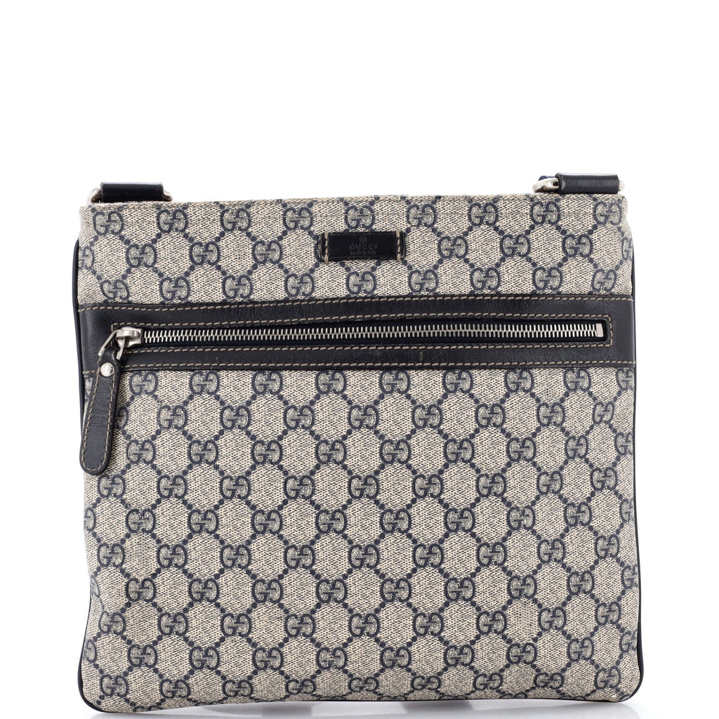 Front Zip Flat Messenger Bag GG Coated Canvas Medium