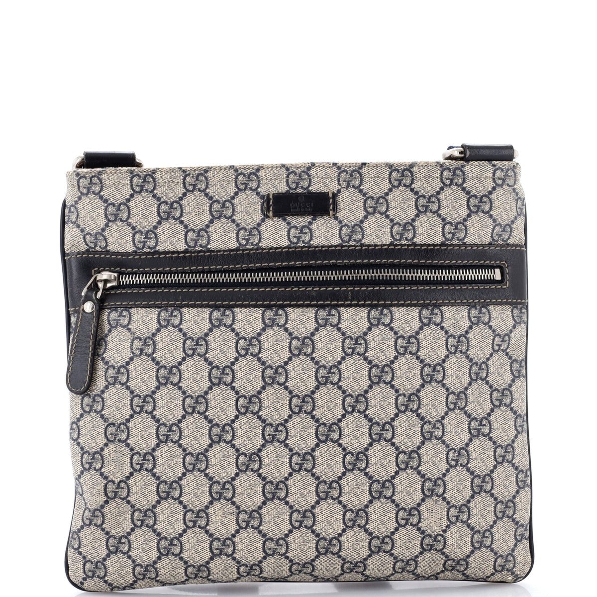 Front Zip Flat Messenger Bag GG Coated Canvas Medium
