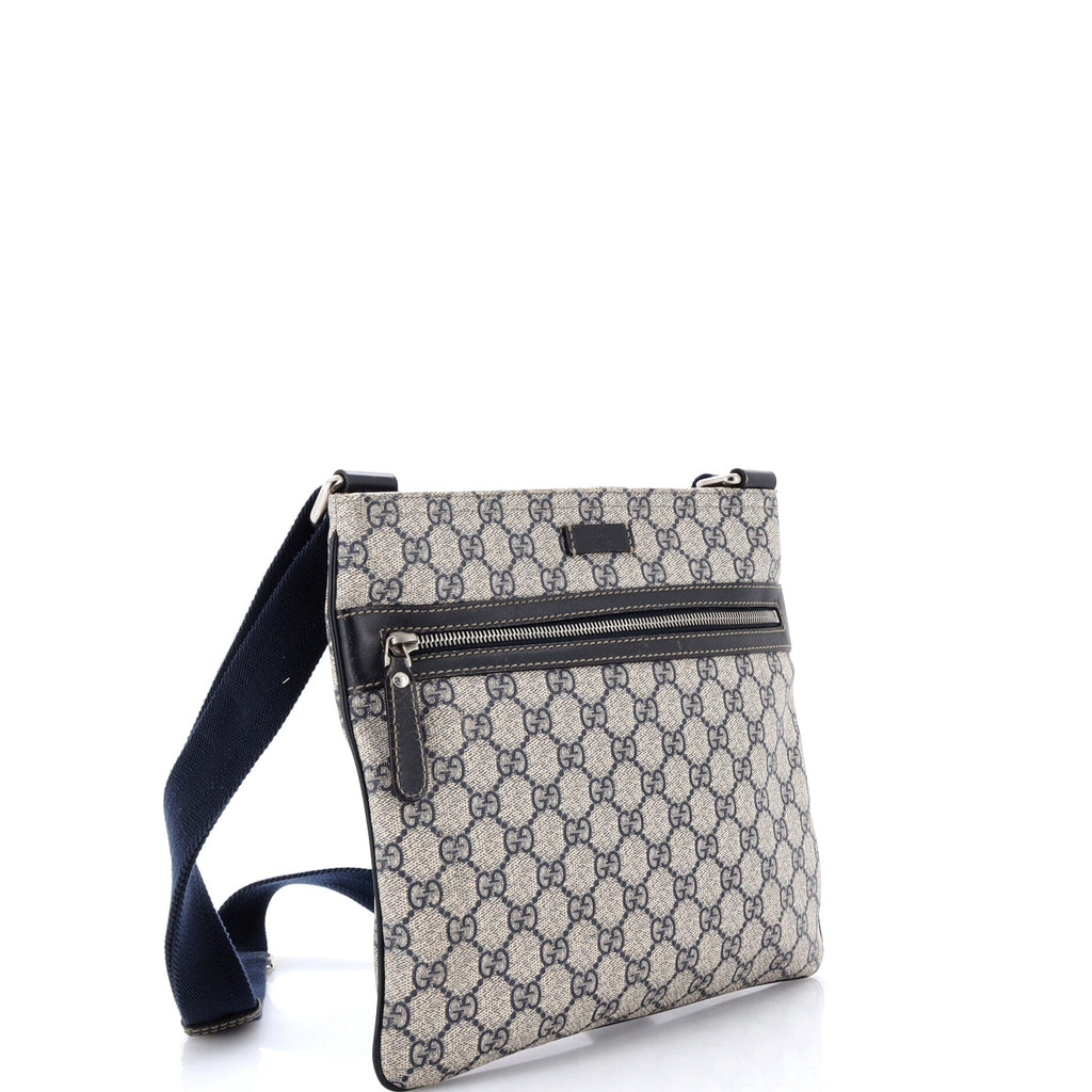 Front Zip Flat Messenger Bag GG Coated Canvas Medium