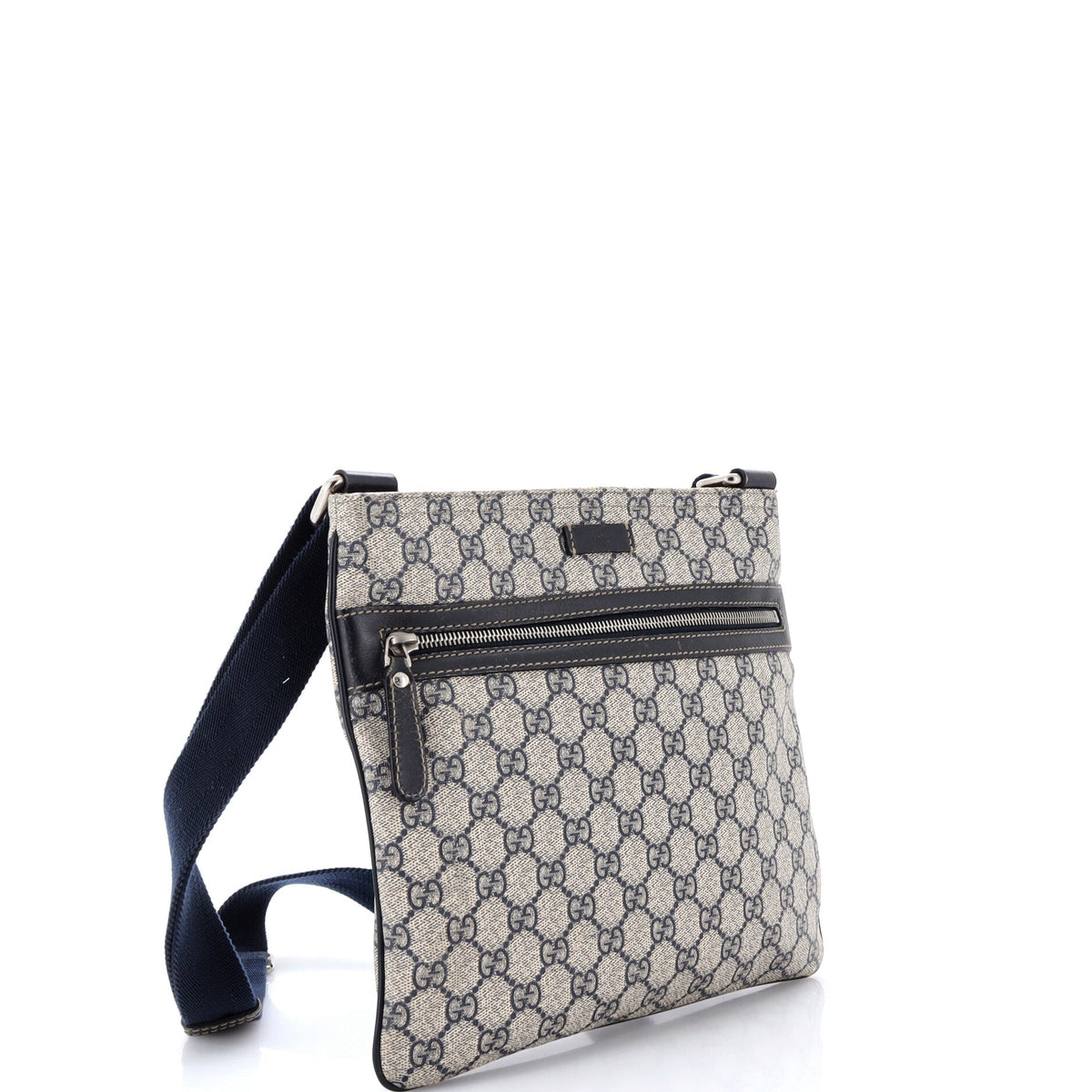 Front Zip Flat Messenger Bag GG Coated Canvas Medium