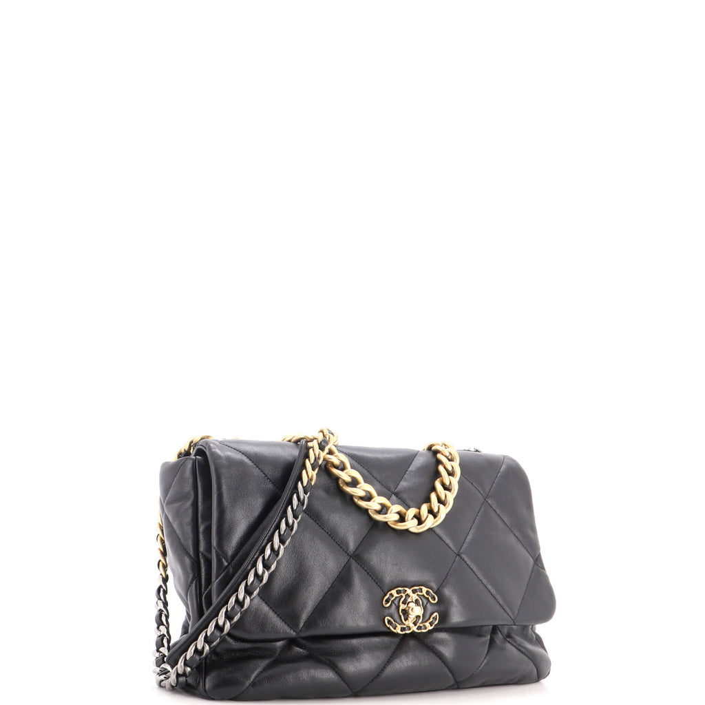 19 Flap Bag Quilted Leather Maxi