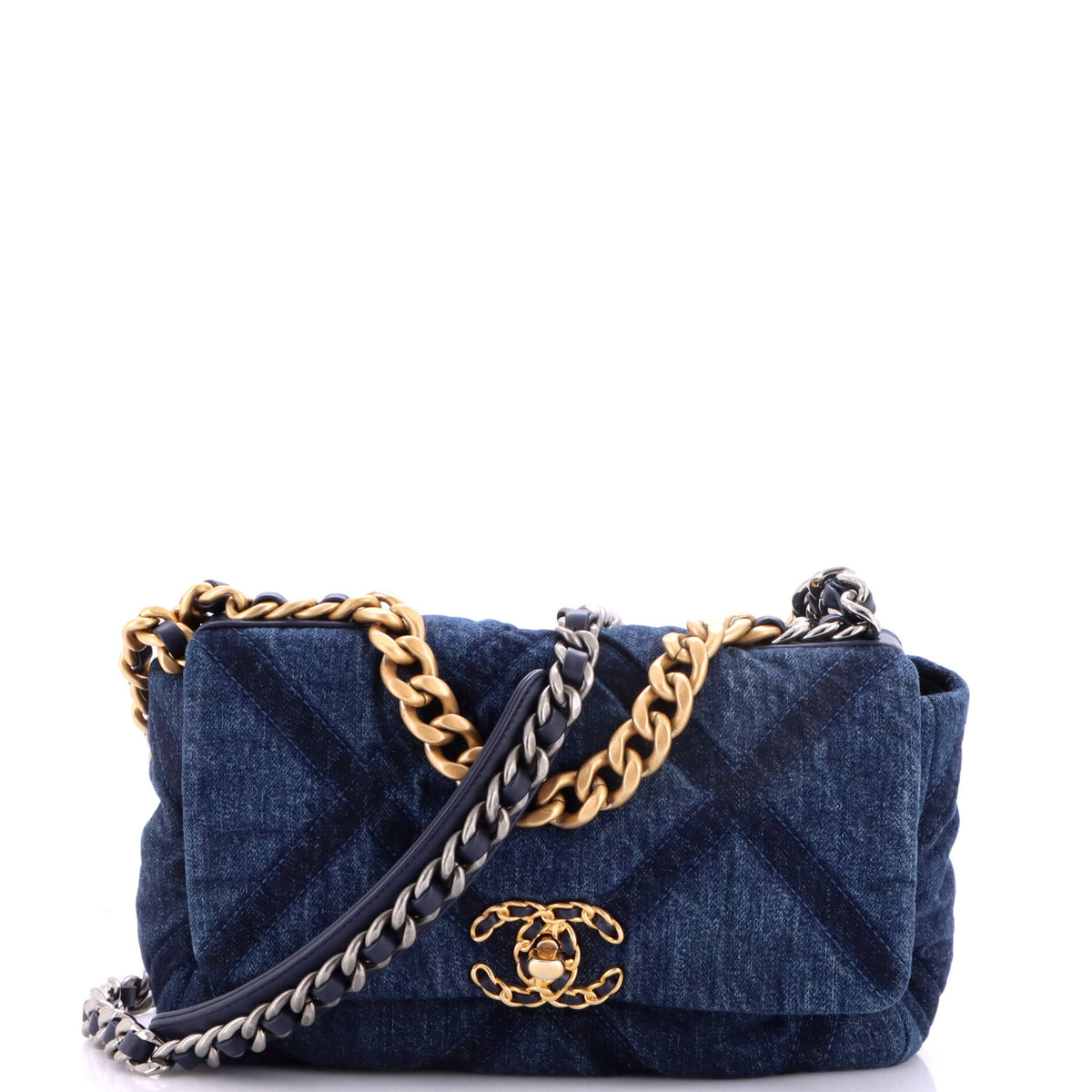 19 Flap Bag Quilted Denim Medium
