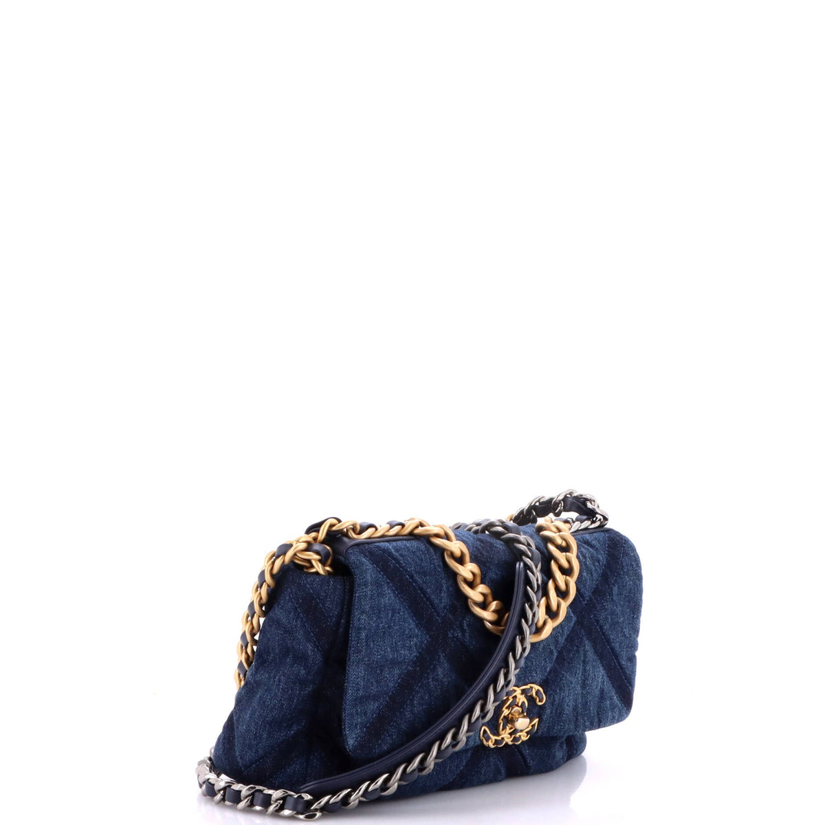 19 Flap Bag Quilted Denim Medium