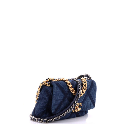 19 Flap Bag Quilted Denim Medium