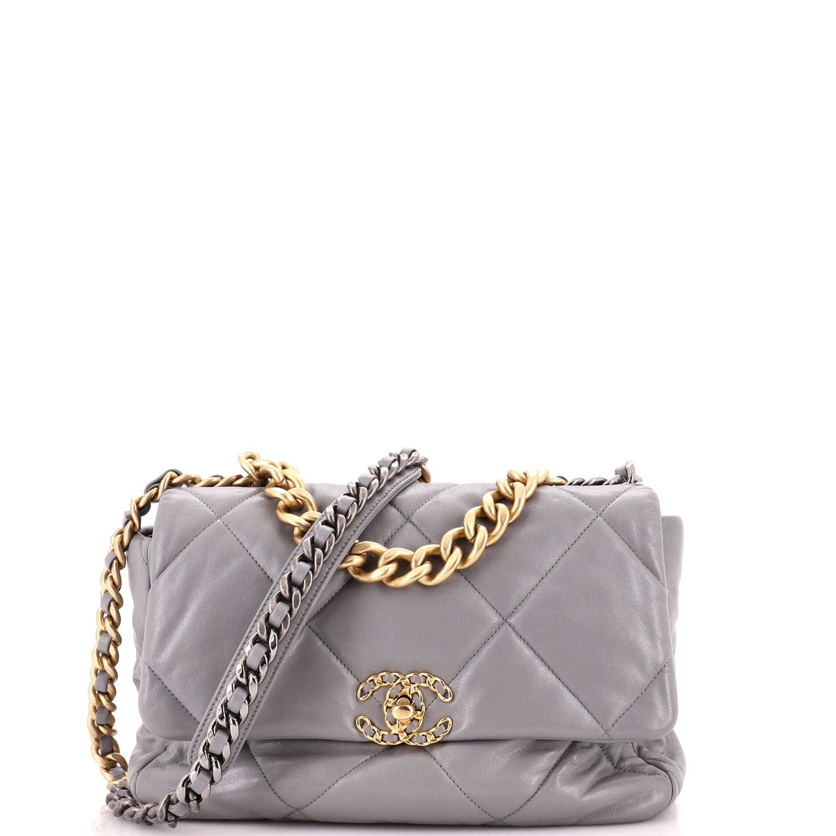 19 Flap Bag Quilted Leather Large