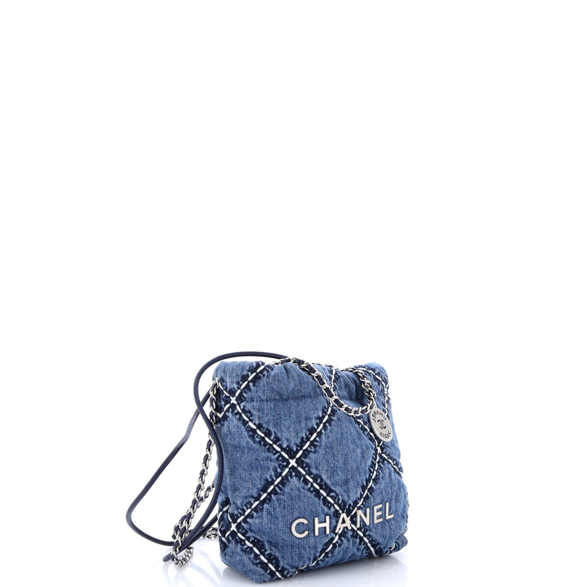 22 Chain Hobo Quilted Stitched Denim Mini