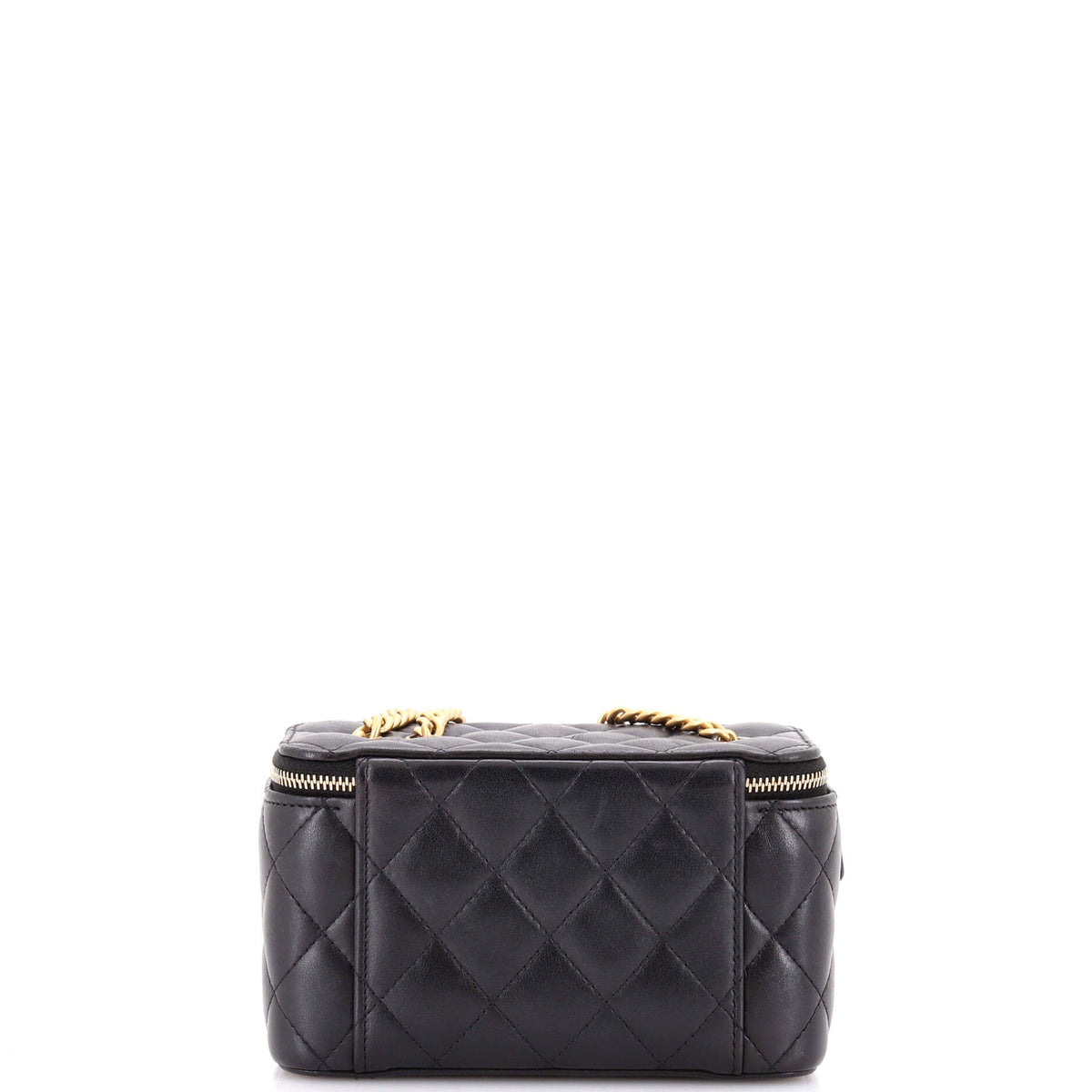 All Slide Long Vanity Case with Chain Quilted Lambskin Small