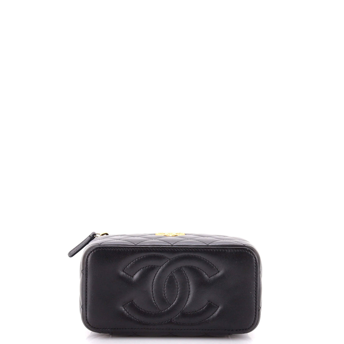 All Slide Long Vanity Case with Chain Quilted Lambskin Small