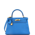 Kelly Handbag Bleu Zanzibar Togo with Gold Hardware 28