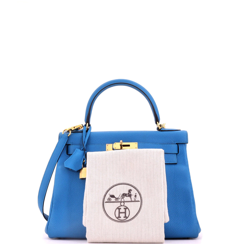 Kelly Handbag Bleu Zanzibar Togo with Gold Hardware 28