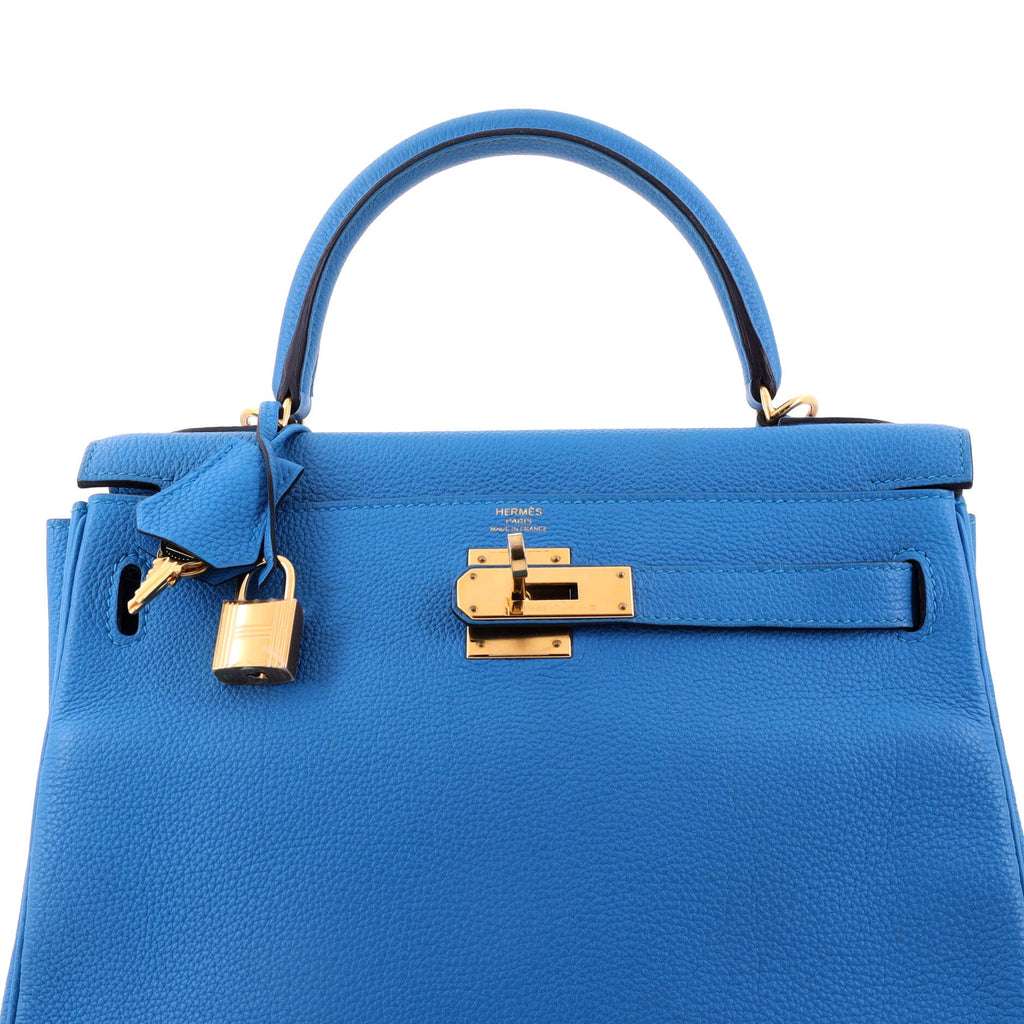 Kelly Handbag Bleu Zanzibar Togo with Gold Hardware 28