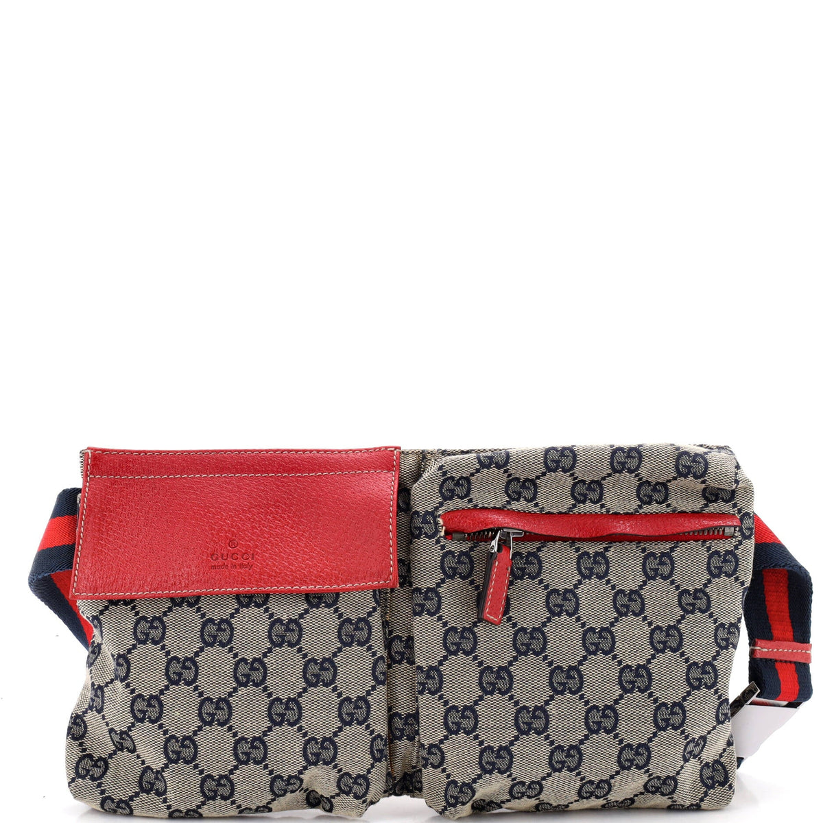 Vintage Double Belt Bag GG Canvas with Leather