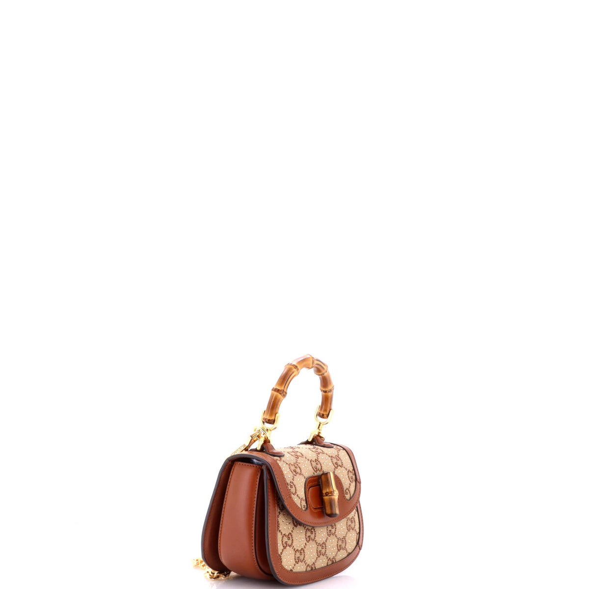 Bamboo 1947 Top Handle Bag Crystal Embellished GG Canvas Mini