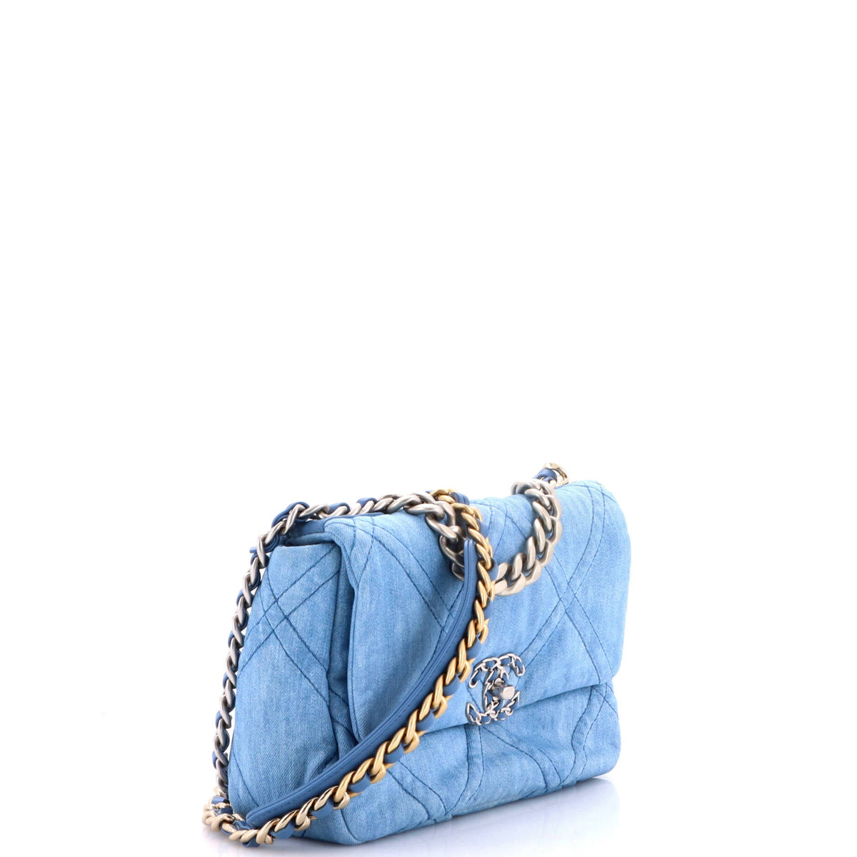 19 Flap Bag Quilted Denim Medium