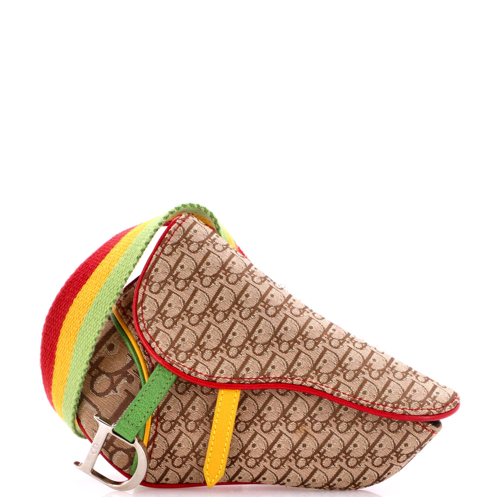 Vintage Rasta Saddle Waist Bag Diorissimo Canvas