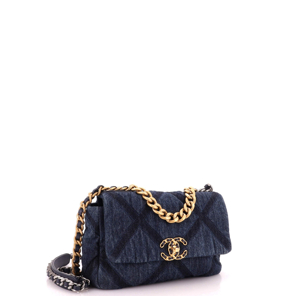19 Flap Bag Quilted Denim Medium