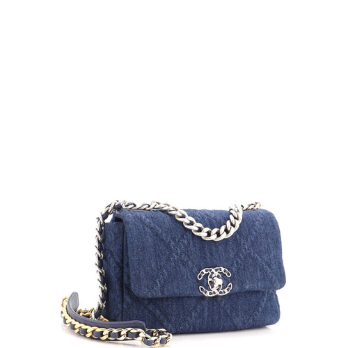 19 Flap Bag Quilted Denim Medium