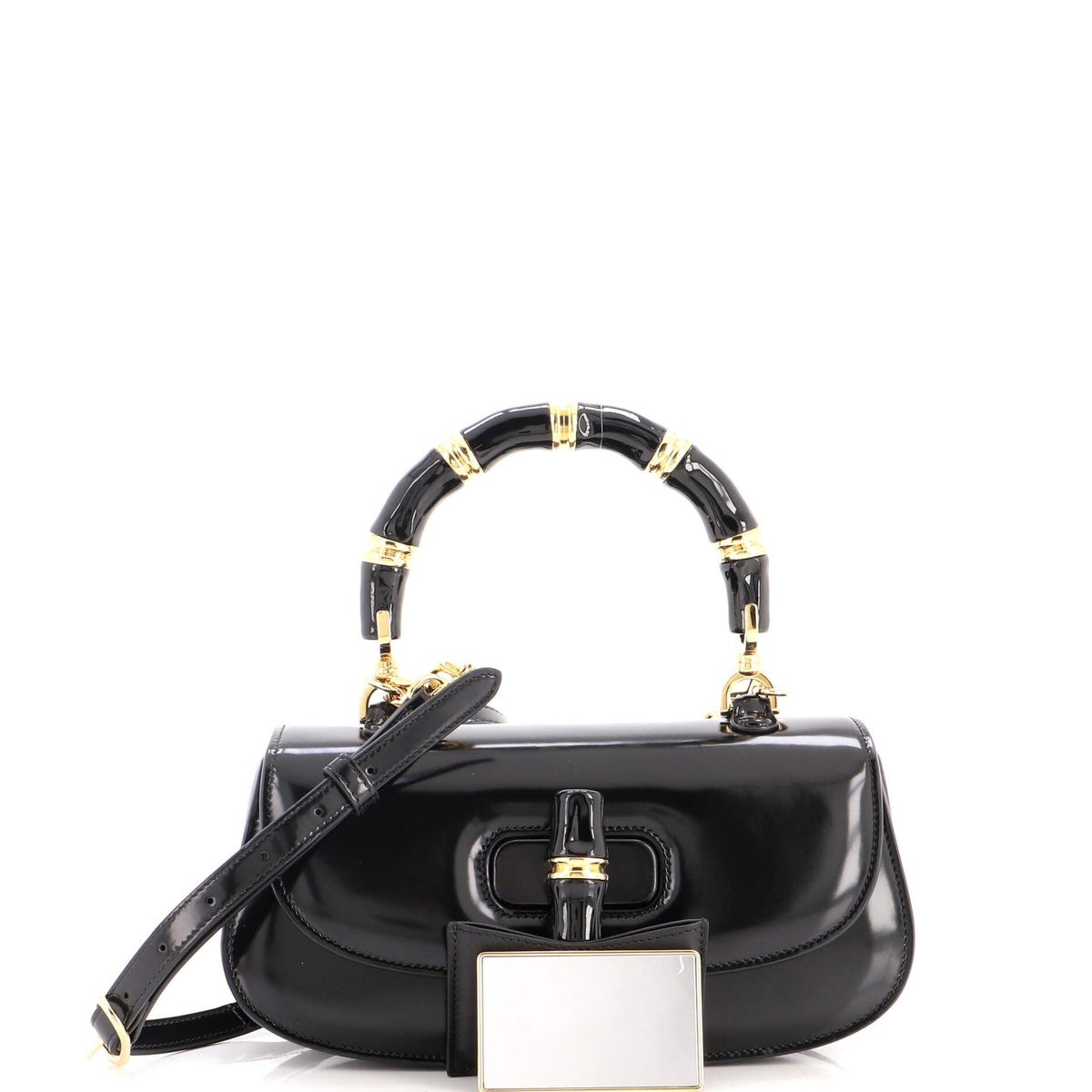 Bamboo Diva Top Handle Bag Polished Leather Medium