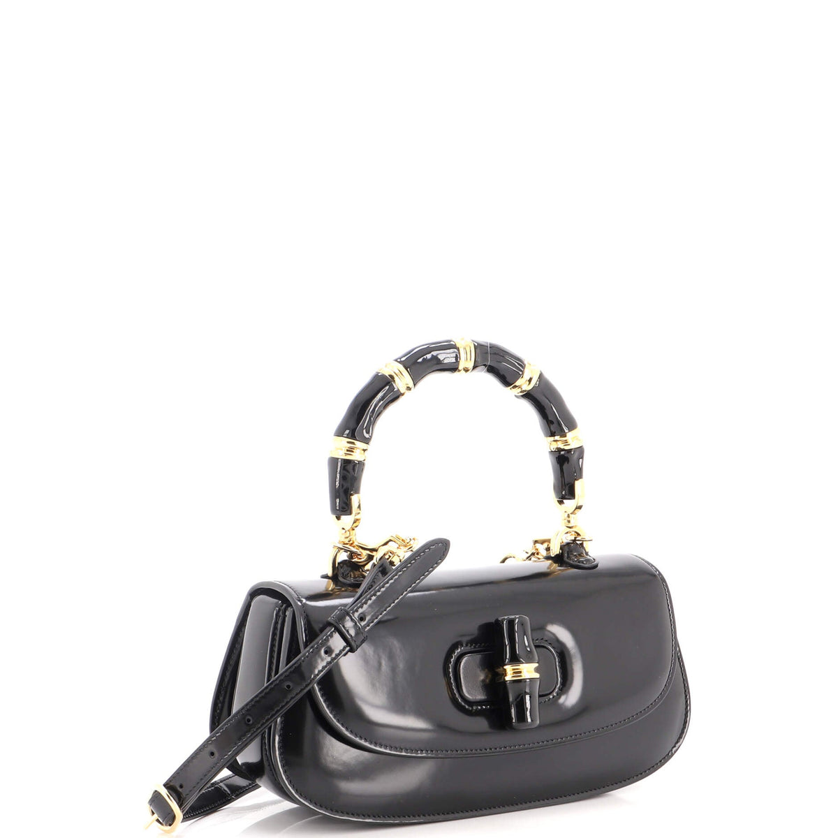 Bamboo Diva Top Handle Bag Polished Leather Medium
