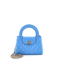 Kelly Top Handle Shopping Bag Quilted Shiny Aged Calfskin Mini