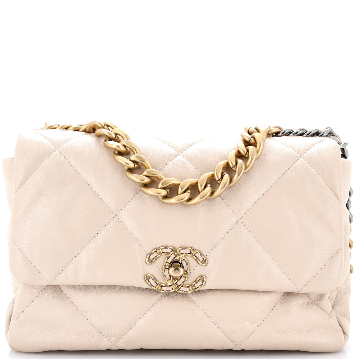 19 Flap Bag Quilted Leather Large
