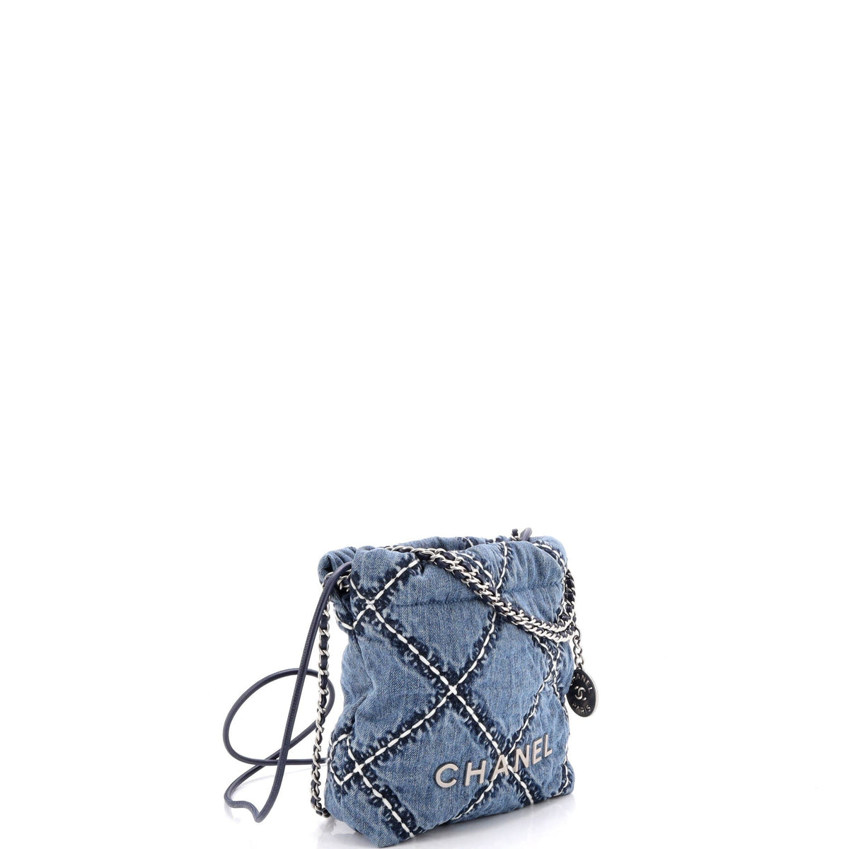 22 Chain Hobo Quilted Stitched Denim Mini