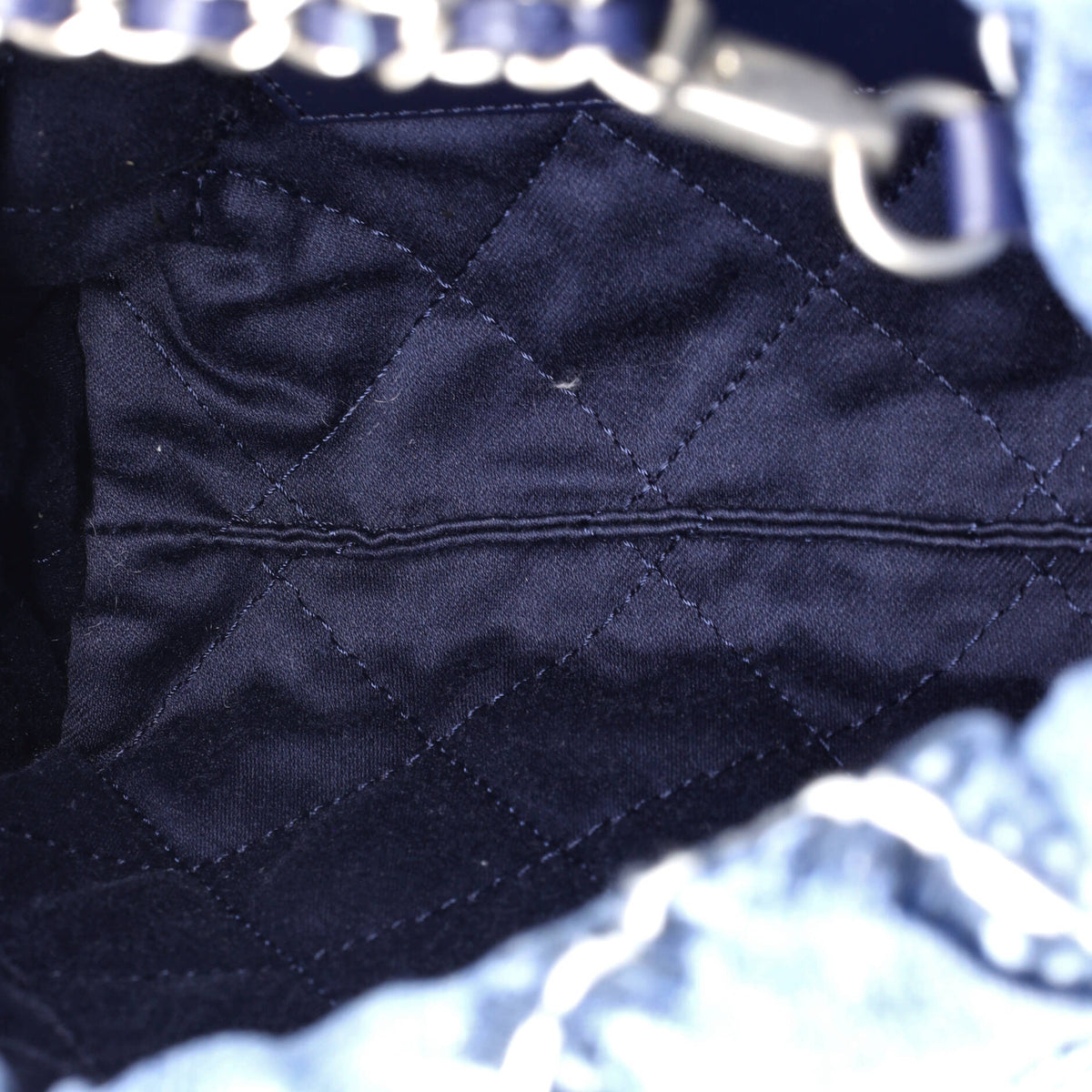 22 Chain Hobo Quilted Stitched Denim Mini