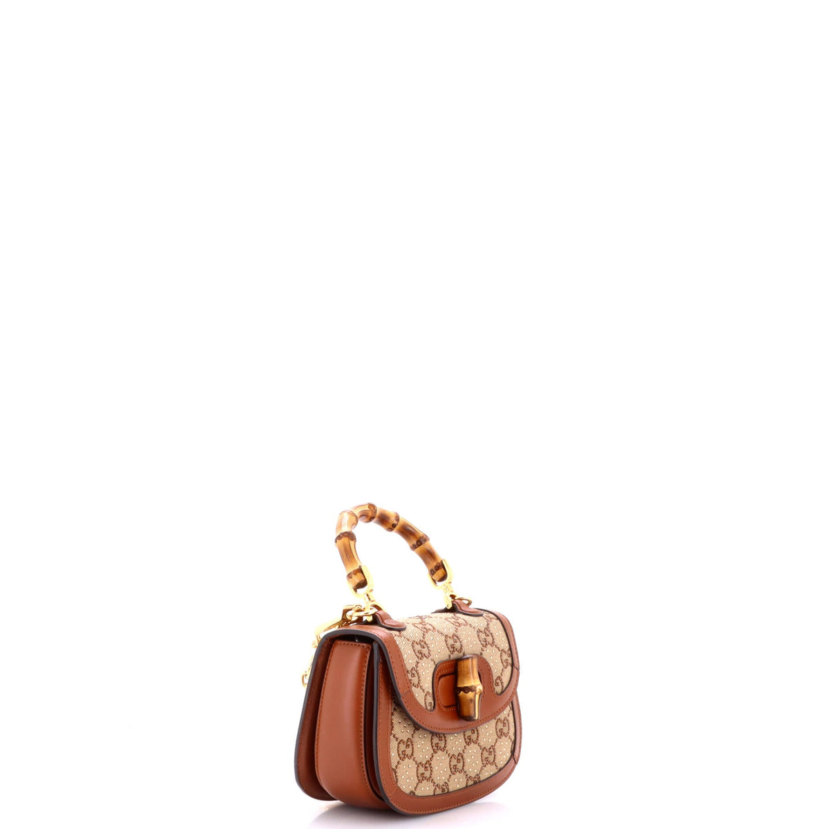 Bamboo 1947 Top Handle Bag Crystal Embellished GG Canvas Mini