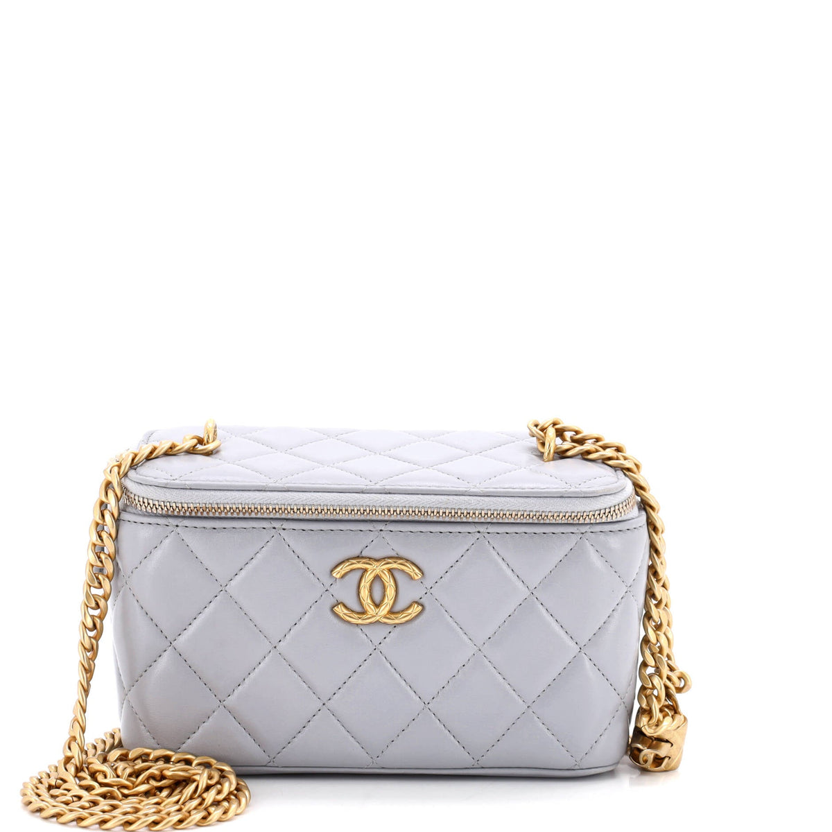 All Slide Long Vanity Case with Chain Quilted Lambskin Small