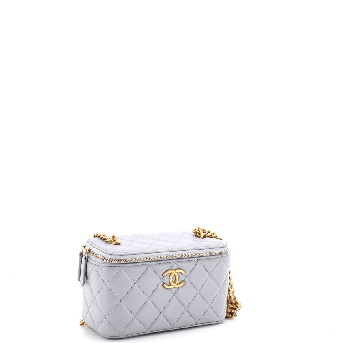All Slide Long Vanity Case with Chain Quilted Lambskin Small