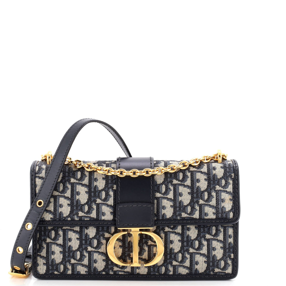 30 Montaigne Chain Flap Bag Oblique Canvas East West