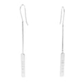 18K White Gold Bar Drop Earrings