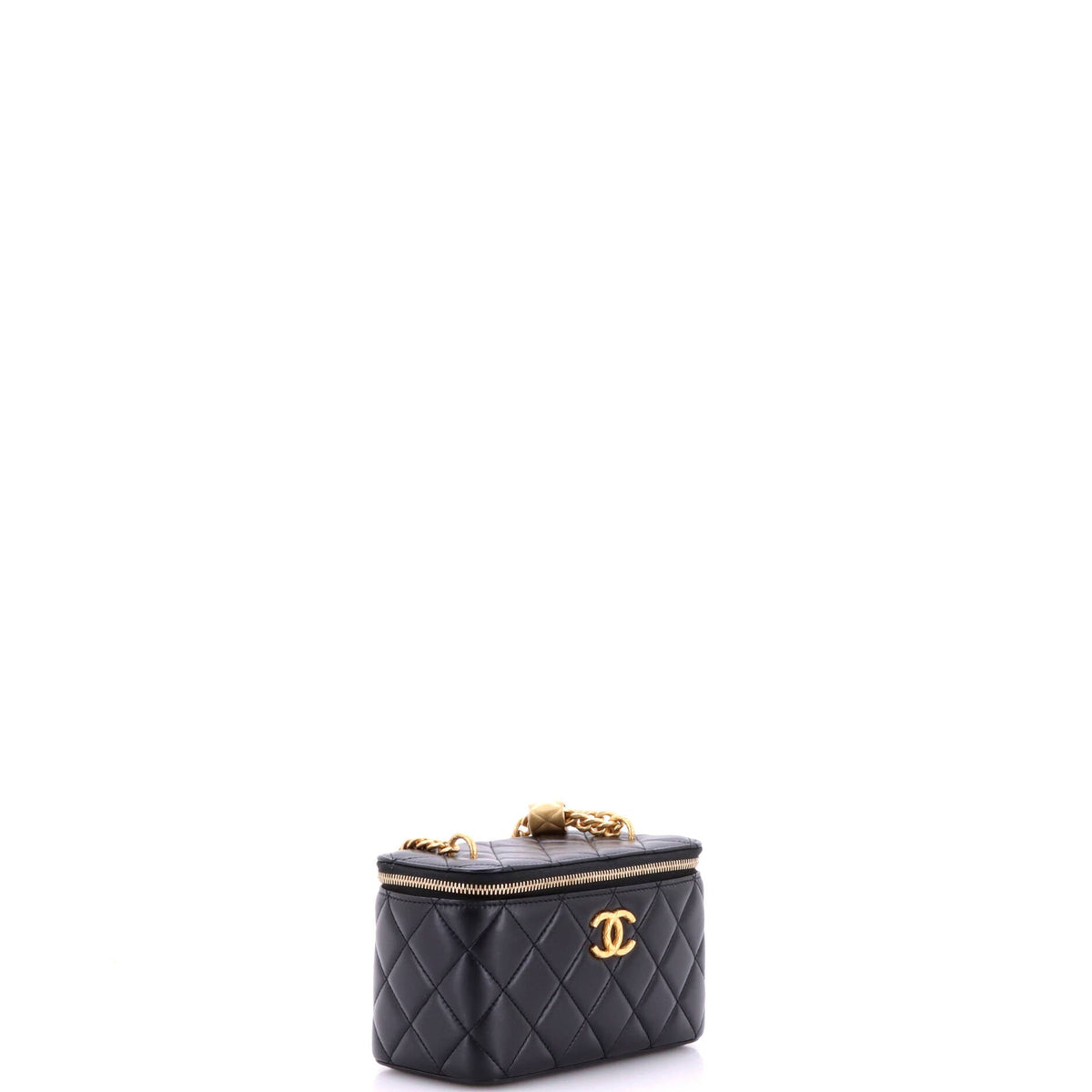 All Slide Long Vanity Case with Chain Quilted Lambskin Small