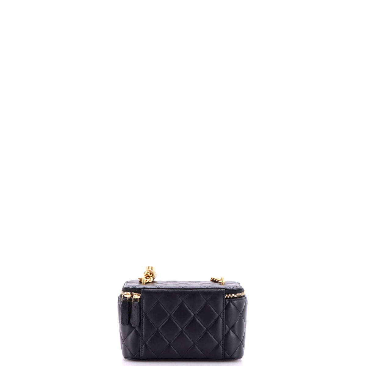 All Slide Long Vanity Case with Chain Quilted Lambskin Small