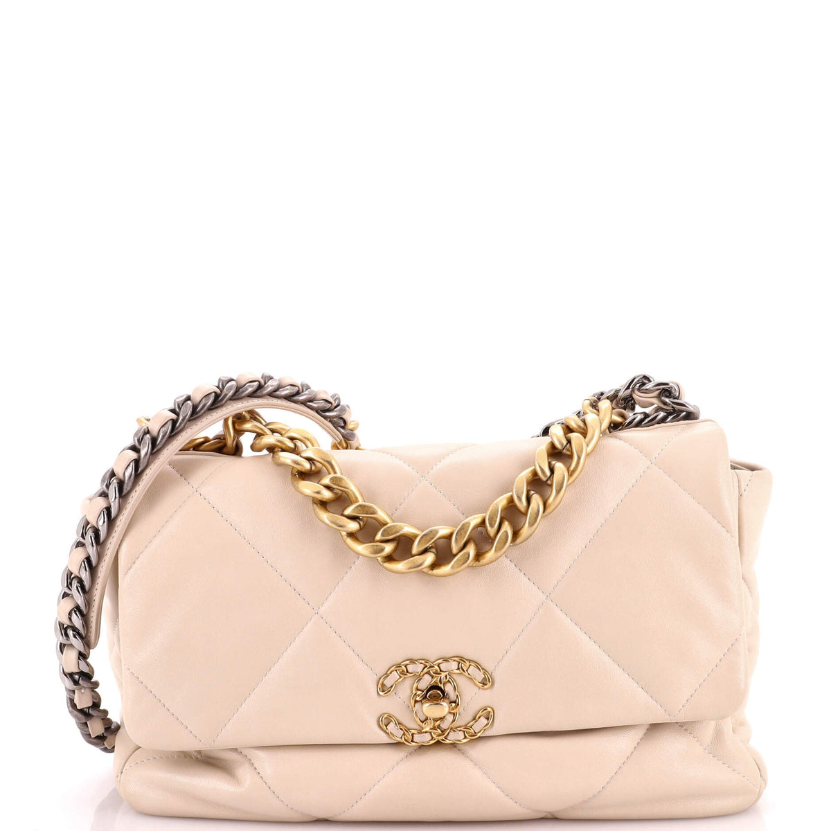 19 Flap Bag Quilted Leather Large