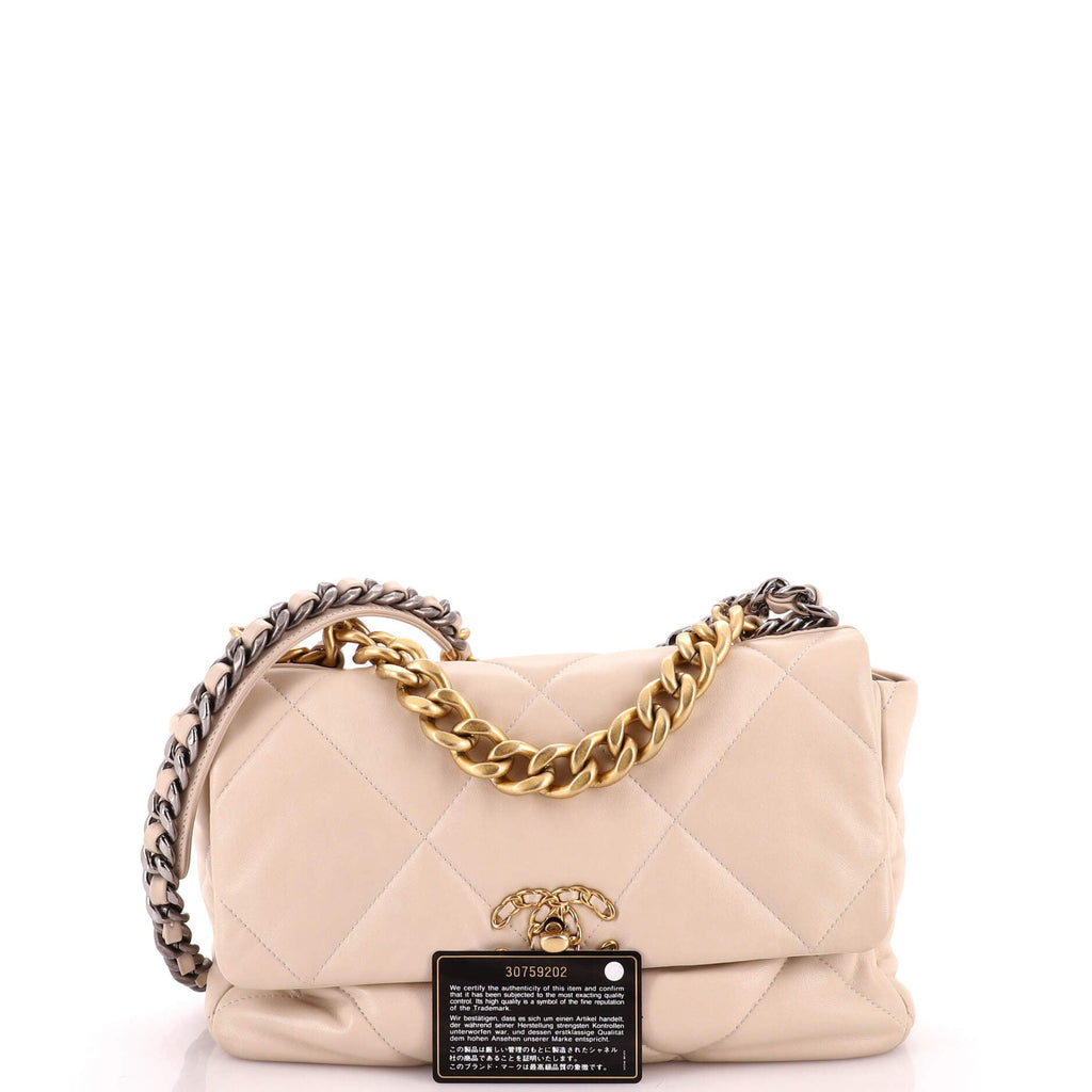 19 Flap Bag Quilted Leather Large
