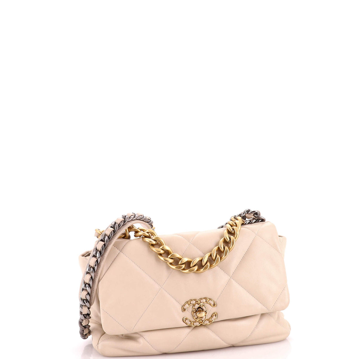19 Flap Bag Quilted Leather Large