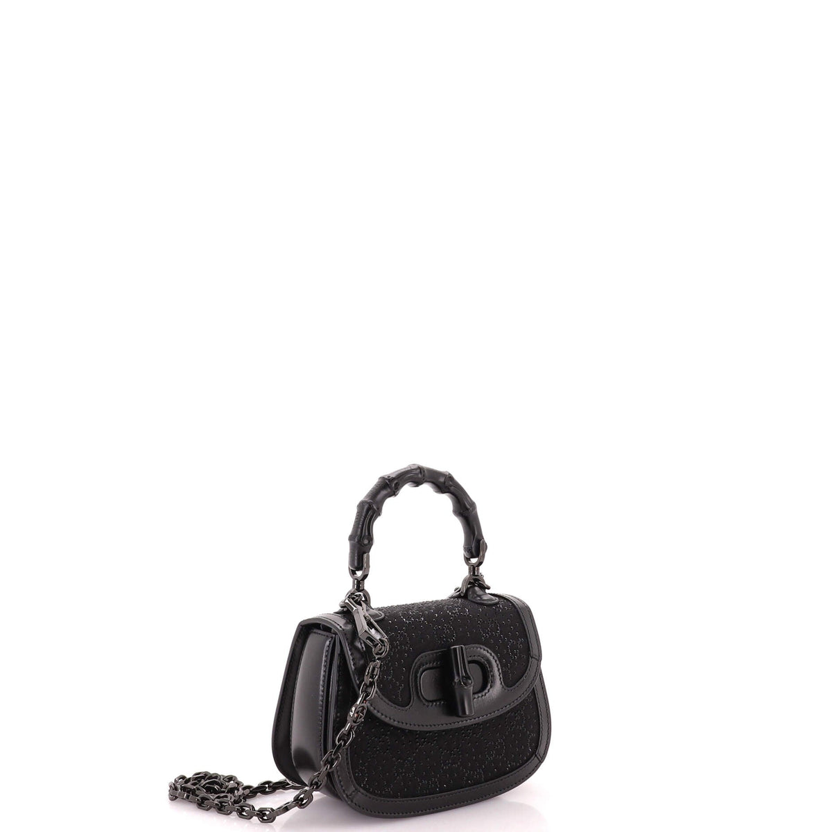 Bamboo 1947 Top Handle Bag Crystal Embellished GG Canvas Mini