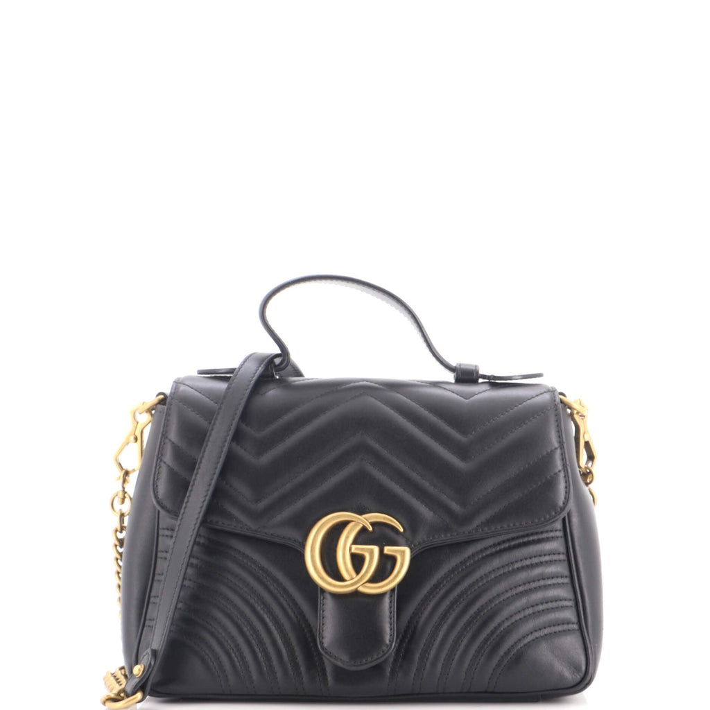 GG Marmont Top Handle Flap Bag Matelasse Leather Small