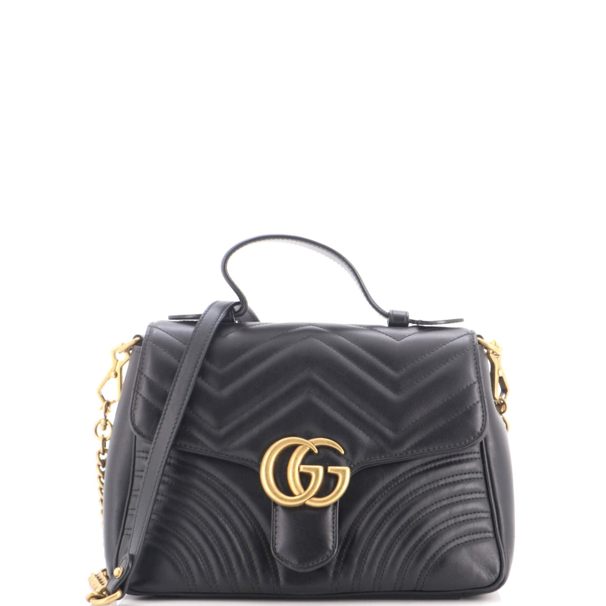 GG Marmont Top Handle Flap Bag Matelasse Leather Small