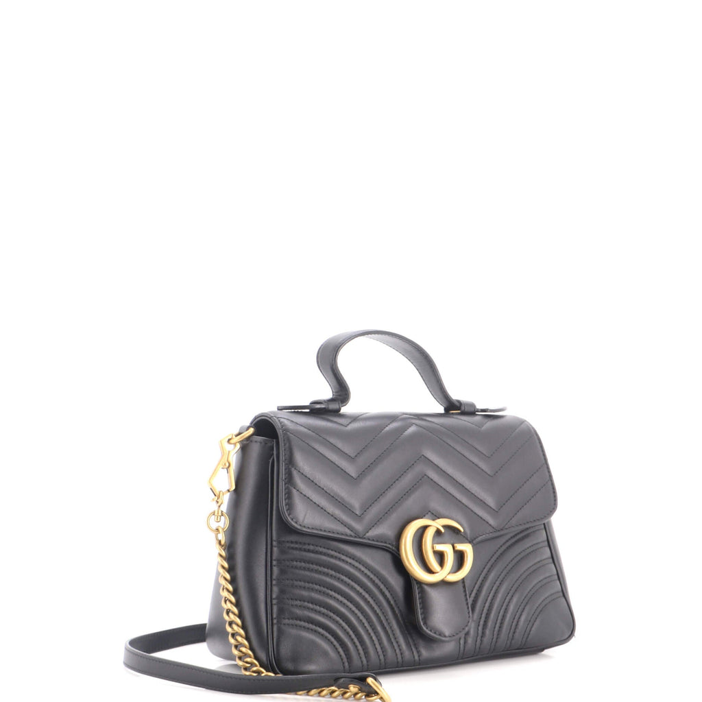 GG Marmont Top Handle Flap Bag Matelasse Leather Small