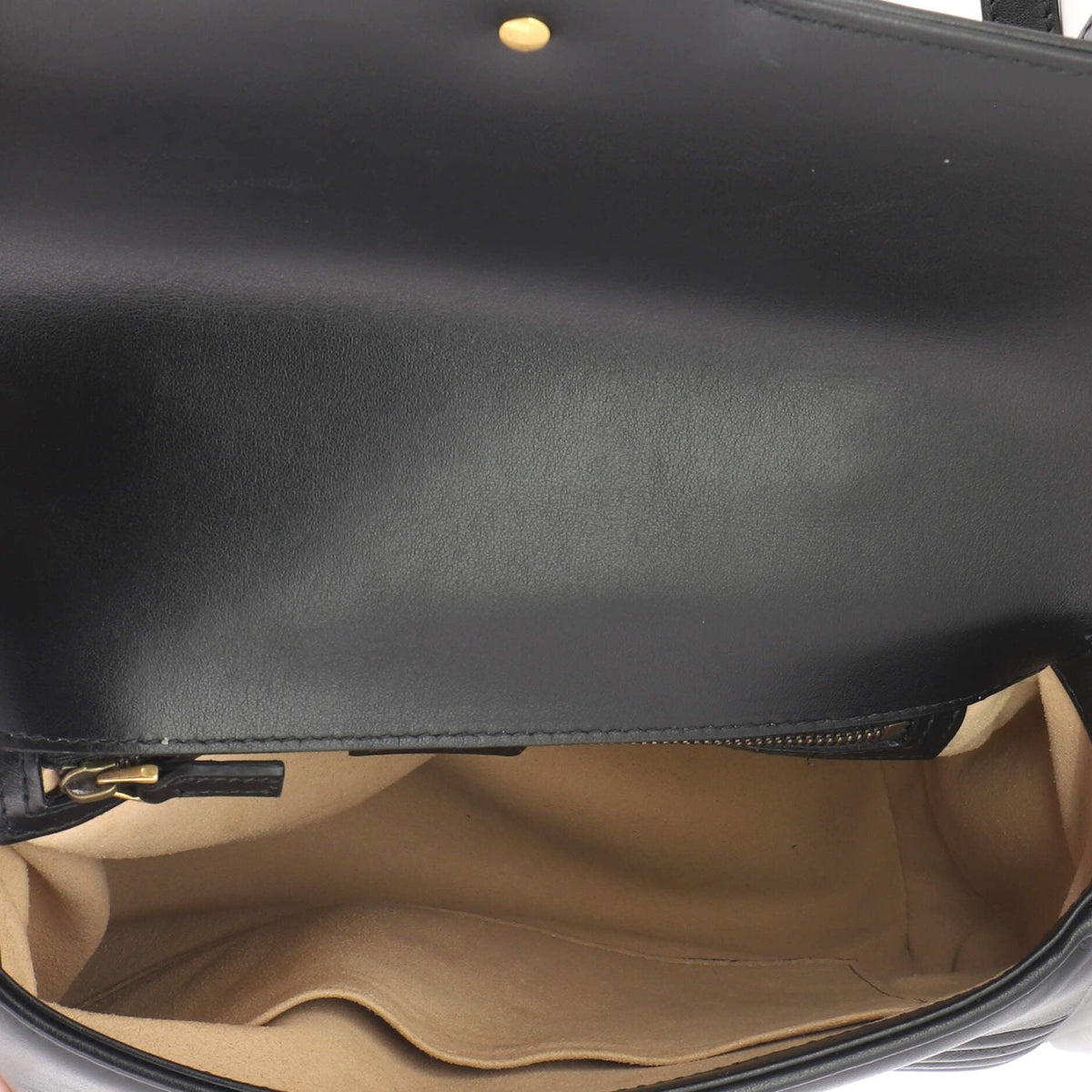 GG Marmont Top Handle Flap Bag Matelasse Leather Small