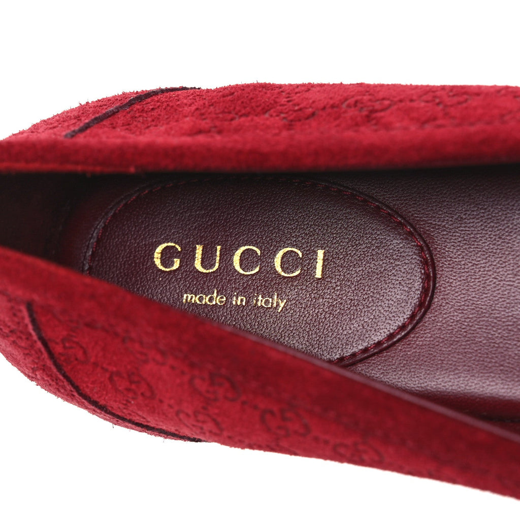 Suede Micro GG Horsebit Womens Kensington Moccasin Loafers 37  Rosso Ancora