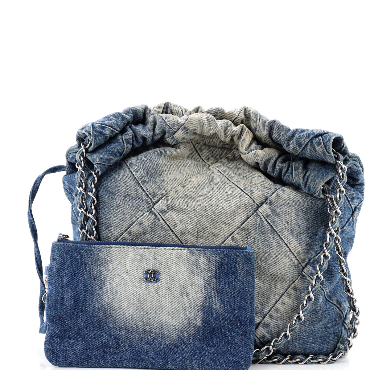 22 Chain Hobo Quilted Denim Small