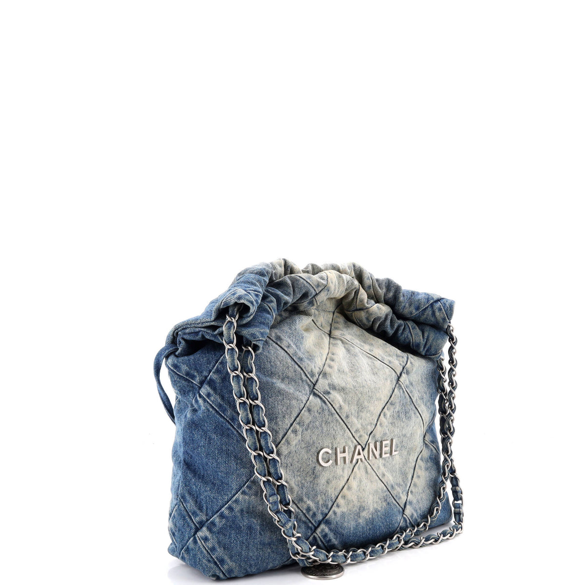 22 Chain Hobo Quilted Denim Small