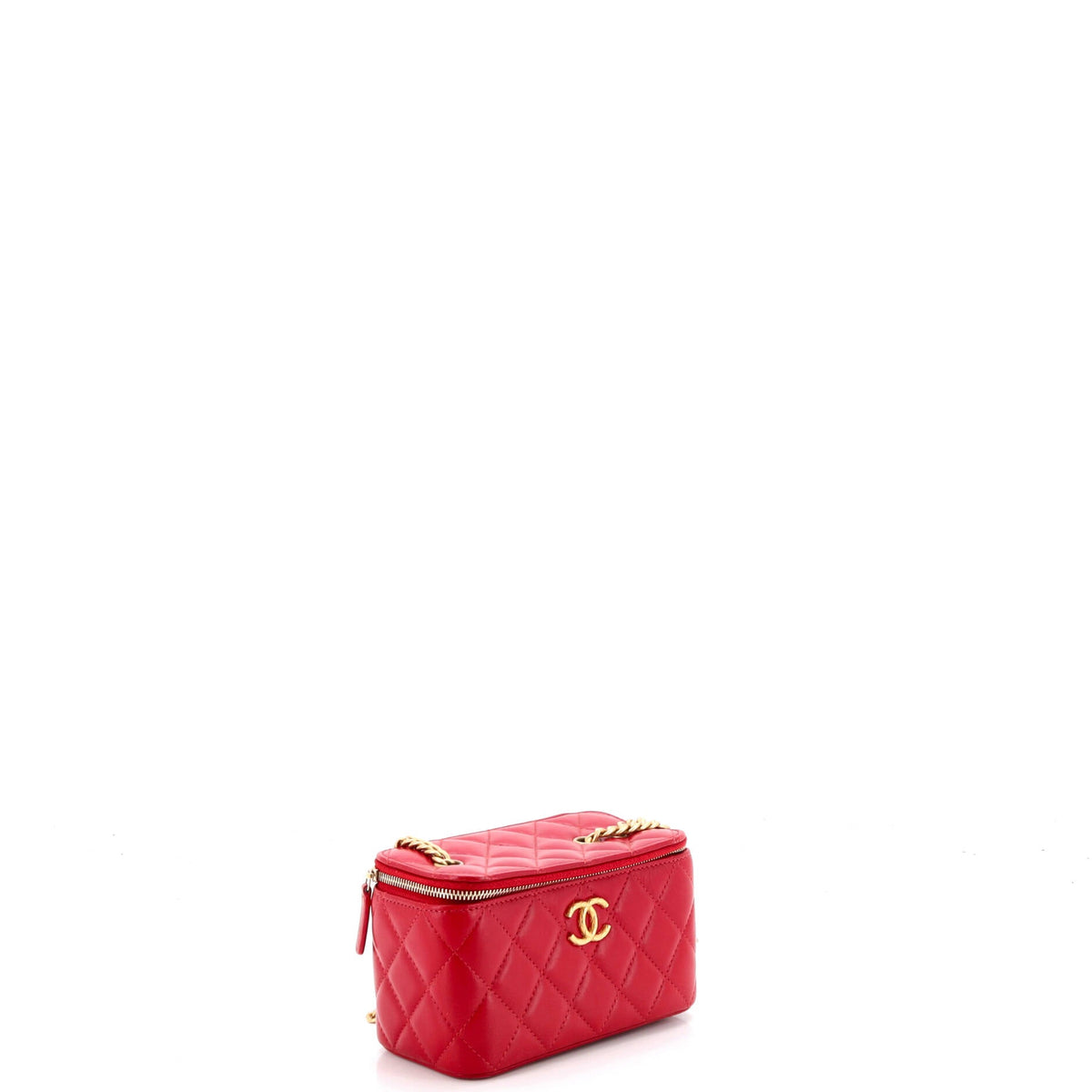 All Slide Long Vanity Case with Chain Quilted Lambskin Small